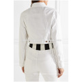 White Cotton Long Sleeve Zip-Embellished Cropped Spring Jacket Manufacture Wholesale Fashion Women Apparel (TA0001J)